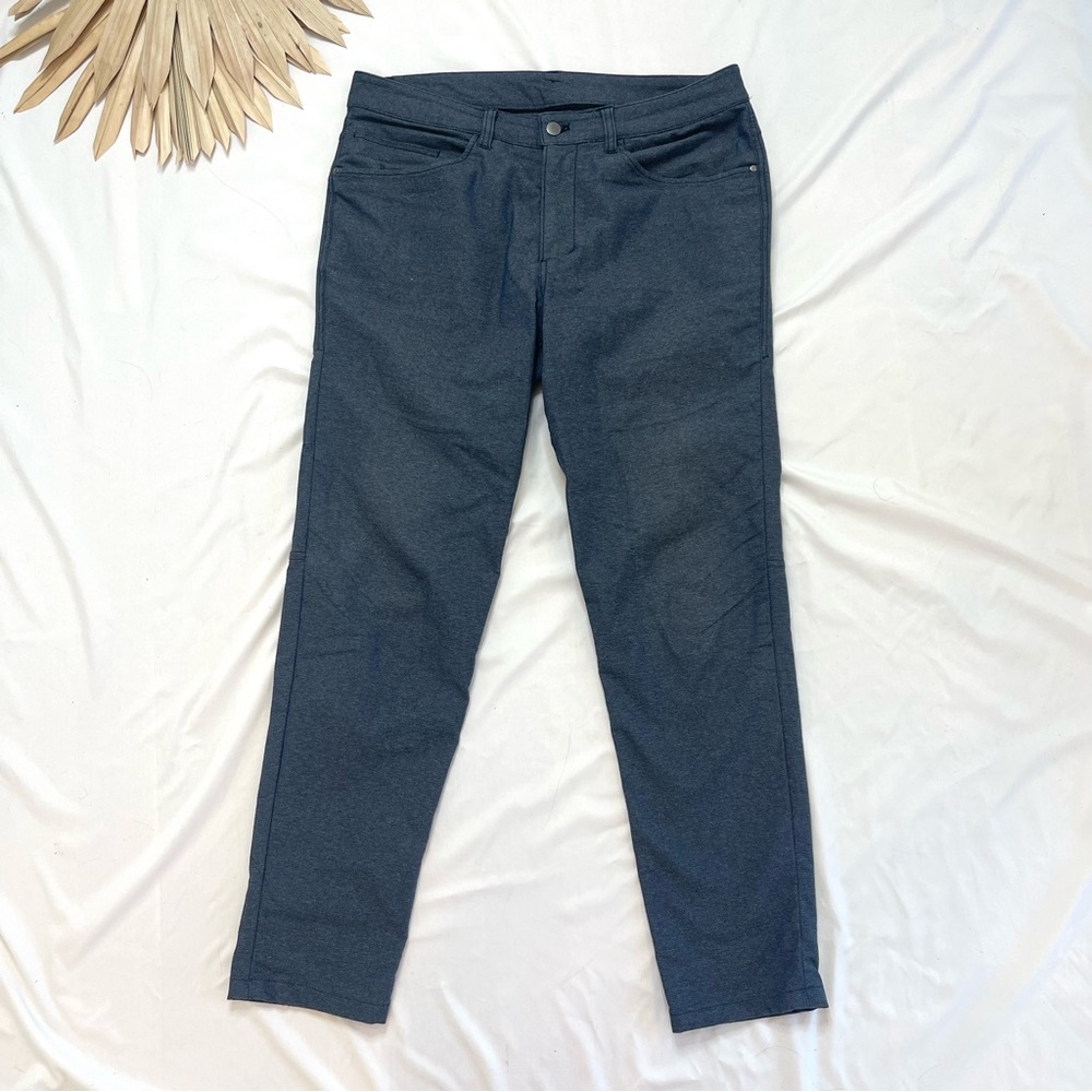 Lululemon Athletica ABC Pant Slim Tech Canvas 34" Heathered Deep Navy Pants 33